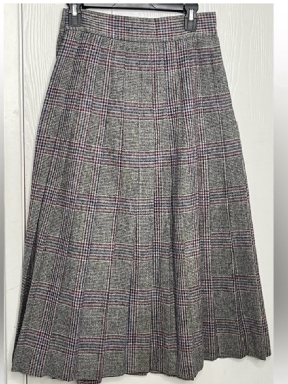 Christian Dior Vintage Wool Plaid Pleated Academia Maxi Skirt Size 8 - Picture 3 of 12